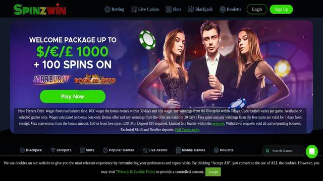 SpinzWin casino screenshot